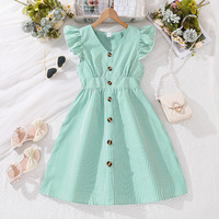 Robe de princesse rayée à manches volantées pour filles, nouvelle collection été 2025, style tendance, vêtements pour enfants