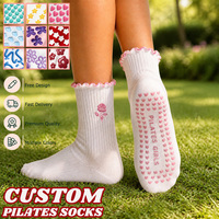 Chaussettes de yoga personnalisées pour femmes, chaussettes antidérapantes New East Grip pour Pilates, chaussettes de sport à volants, chaussettes de Pilates personnalisées