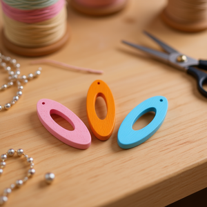 Accesorio ovalado de madera Ilan de 62x25mm, 3 piezas, para manualidades - Product Image 1