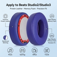 Bantalan Telinga Kulit Tebal Pengganti Spons, Penutup Bantalan Telinga, Pelindung Telinga untuk Headset Studio 2 / Studio 3