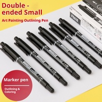 Lot de 12 marqueurs double-pointe à base d'huile, noir/rouge, pointe fine (0,5 mm) et pointe large (1,0 mm), imperméables, vente en gros