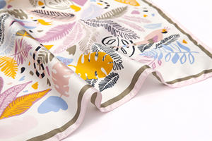 高品質ヨーロッパ風デジタルプリント90*90cmシルクツイルスカーフ＆ハンカチカスタムヘッドラップシルクスカーフバンダナ（女性用） - Product Image 2