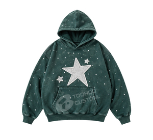 Sweat-shirt à capuche personnalisé en molleton bouclette lourd 400 g/m² pour homme, style streetwear, coupe ample, effet délavé vintage, impression en relief, en coton vierge - Product Image 5