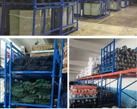 Étagère de stockage industrielle personnalisée bleue pliable et empilable pour rouleaux textiles et pneus en entrepôt