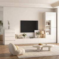 Meuble TV moderne en bois avec rangement intégré pour vin et livres, unité murale réglable, console multimédia personnalisable pour salon, pour téléviseurs et café