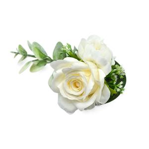 Coshinerose fiore artificiale rosa blu corpetto da sposa pinza Pin Boutonniere per gli uomini - Product Image 4