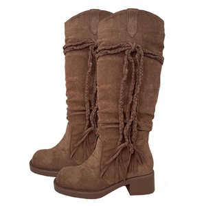 2024 autunno/inverno scarpe con tacchi alti da donna scamosciati <span class=keywords><strong>marrone</strong></span> nappa retrò Wasteland Knight altezza crescente per la primavera inverno - Product Image 5