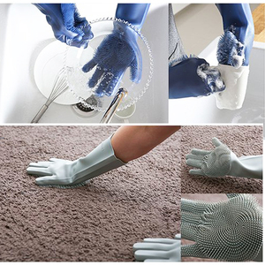 Gants de toilettage pour animaux de compagnie, épaisseur moyenne, résistants à la chaleur, en silicone, pour le bain des chiens et des chats, avec une conception améliorée à cinq doigts pour le massage - Product Image 6