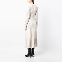 Fabricant de tricots, robes en tricot sur mesure pour femmes, robe élégante à manches longues maxi en tricot côtelé blanc pour femmes
