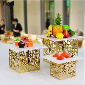 מסעדה & קייטרינג אספקת חתונה מזנון צלחת מתלה שולחן למעלה מציג מודרני הגשת עומד זהב pated מזנון משכימי