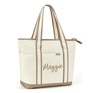 Venta caliente de gran capacidad de comestibles bolsa de lona de algodón con bolsillo bolsa de lona con bordado - Product Image 4