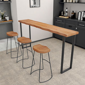 Table <span class=keywords><strong>de</strong></span> bar murale en <span class=keywords><strong>bois</strong></span> <span class=keywords><strong>de</strong></span> frêne massif pour balcon ensemble <span class=keywords><strong>de</strong></span> chaises hautes modernes en fer long pour bar à la maison magasin <span class=keywords><strong>de</strong></span> thé au lait pour le salon - Product Image 5