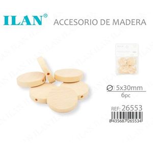 Accessorio disco in legno ILAN 5x30mm 6 pezzi per progetti creativi - Product Image 3