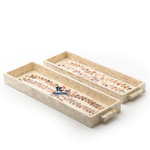 Ensemble de serpillière mère de poire, 2 plateaux, incrustation de coquille capiz, produit de luxe, coquille de mer, support de gâteau, vente chaude, support de chocolat - Product Image 6