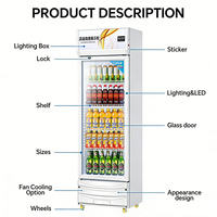 Réfrigérateur commercial à porte vitrée silencieux pour boissons, vitrine réfrigérée pour supermarché, présentoir de boissons