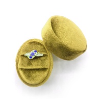 Vente en gros, présentoir de demande de mariage, Vintage, fait à la main, rangement de bagues, bijoux, emballage cadeau, boîte ovale en velours