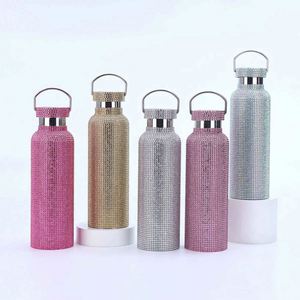 Glam Stainless Steel Vacuum Water <b>Bottle</b> With Glitter Finish Pink Gold Silver Travel Flask 24H Insulation - Product Image 6