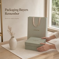 Ensemble de boîtes cadeaux rigides et sacs en papier avec logo personnalisé, estampage à chaud doré, finition mate pour emballage de vente au détail en boutique, vente en gros