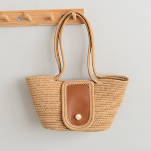Bolso de hombro de punto de algodón, bolso de nicho, bolso retro, bolso de punto de verano para mujer, bolso de playa, versátil. - Product Image 3
