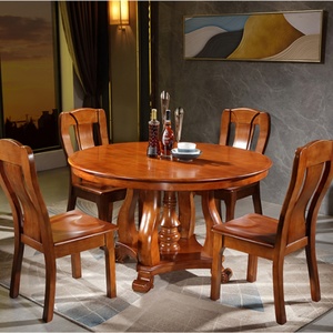 Mesa de Comedor Redonda de Madera Maciza con Combinación de Sillas - Product Image 3