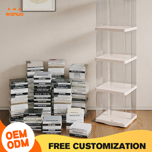 WANUO 360 °   Estantería Giratoria de Acrílico con Ruedas, Librería Apilable Cuadrada/Redonda para Espacios Pequeños - Product Image 3