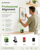 DERUIDA Vente en gros OEM Niveau laser vert 2 lignes, auto-nivelant, horizontal et vertical, outil de mesure à lignes croisées, mini niveau laser portatif