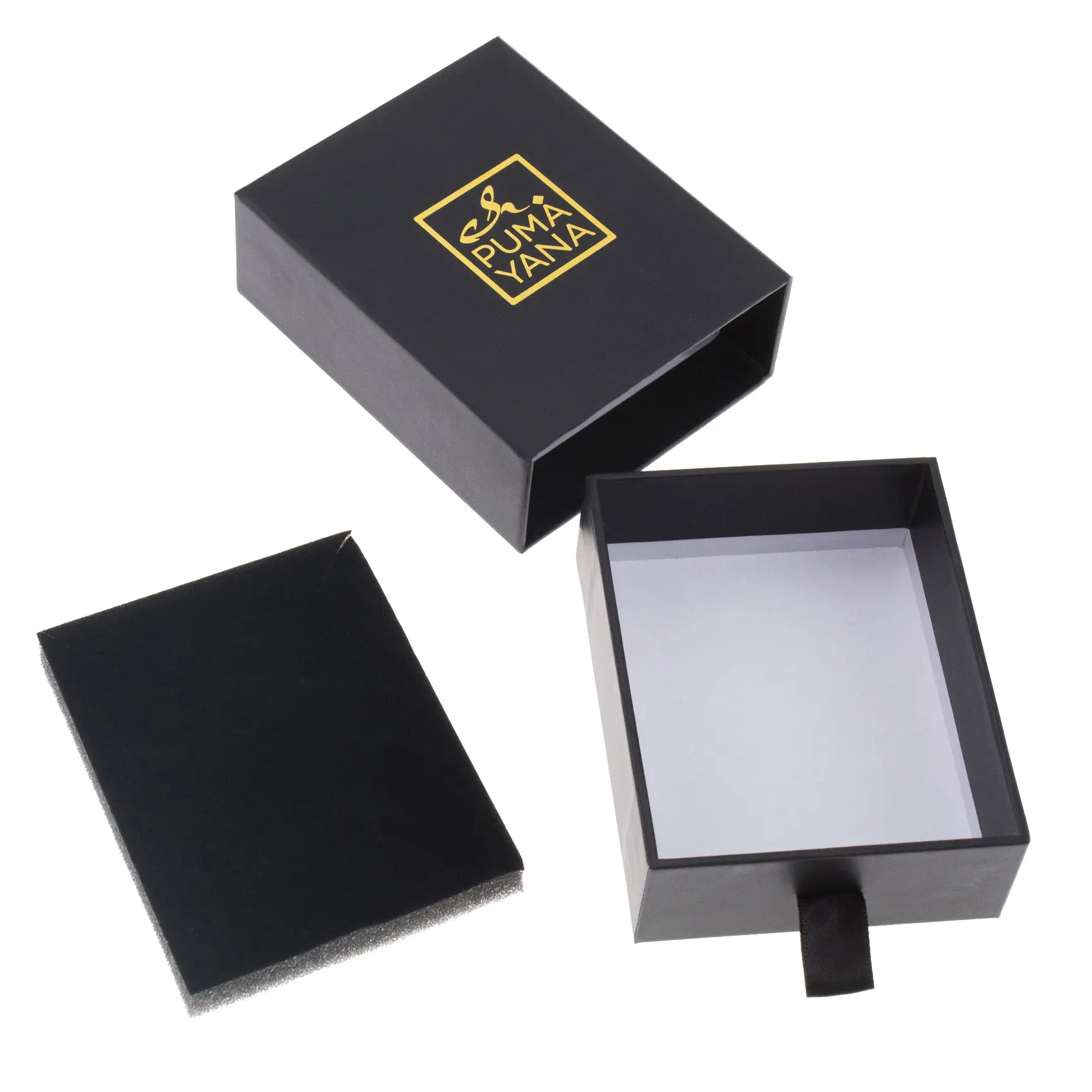 Boîte à tiroir coulissant avec ruban Boîtes d'expédition de luxe pour bijoux Collier/diamants/bracelet en carton rigide dur à impression personnalisée