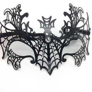 Accesorio de Disfraz para Fiesta de Halloween, Máscara de Murciélago Sexy, Media Cara Hueca, Protector Facial de Metal con Pedrería, para Mujer - Product Image 1