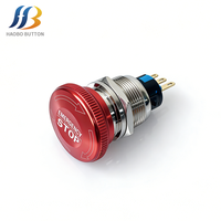 Boutons d'arrêt d'urgence 1NO1NC en laiton rouge et aluminium, IP40, antidéflagrants, 24V 3A, contrôle industriel, 22mm HAOBO