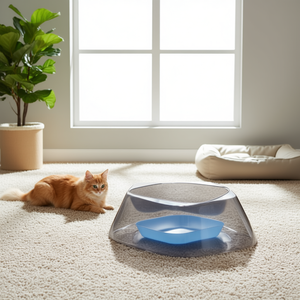 Bebedero para Perros y Gatos Antideslizante, Cuadrado, de Plástico Azul, Moderno, para Interiores - Product Image 2