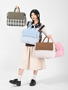 Lightweight Plaid <b>Backpack</b> <b>Laptop</b> Bag <b>for</b> Students Women Polyester Travel Storage Durable Zipper <b>Laptop</b> Bag - Product Image 5