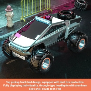 Voiture de course électrique Cybertruck en alliage SJY-Q202, 4 canaux, prête à l'emploi, tout-terrain, jouet RC, télécommande, câble USB, lumières - Product Image 2