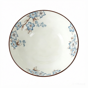Ensemble d'assiettes rondes en céramique de haute qualité, motif végétal écologique, nouveau style chinois, vaisselle durable - Product Image 3