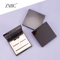 Palette de fards à paupières carrée brillante 4 couleurs avec miroir, étui vide en ABS pour blush crème, poudre de maquillage, correcteur et illuminateur