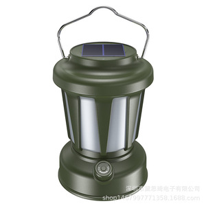 Lanterne de camping rétro portable, rechargeable par énergie solaire, lampe suspendue pour tente, lampe LED d'extérieur - Product Image 2