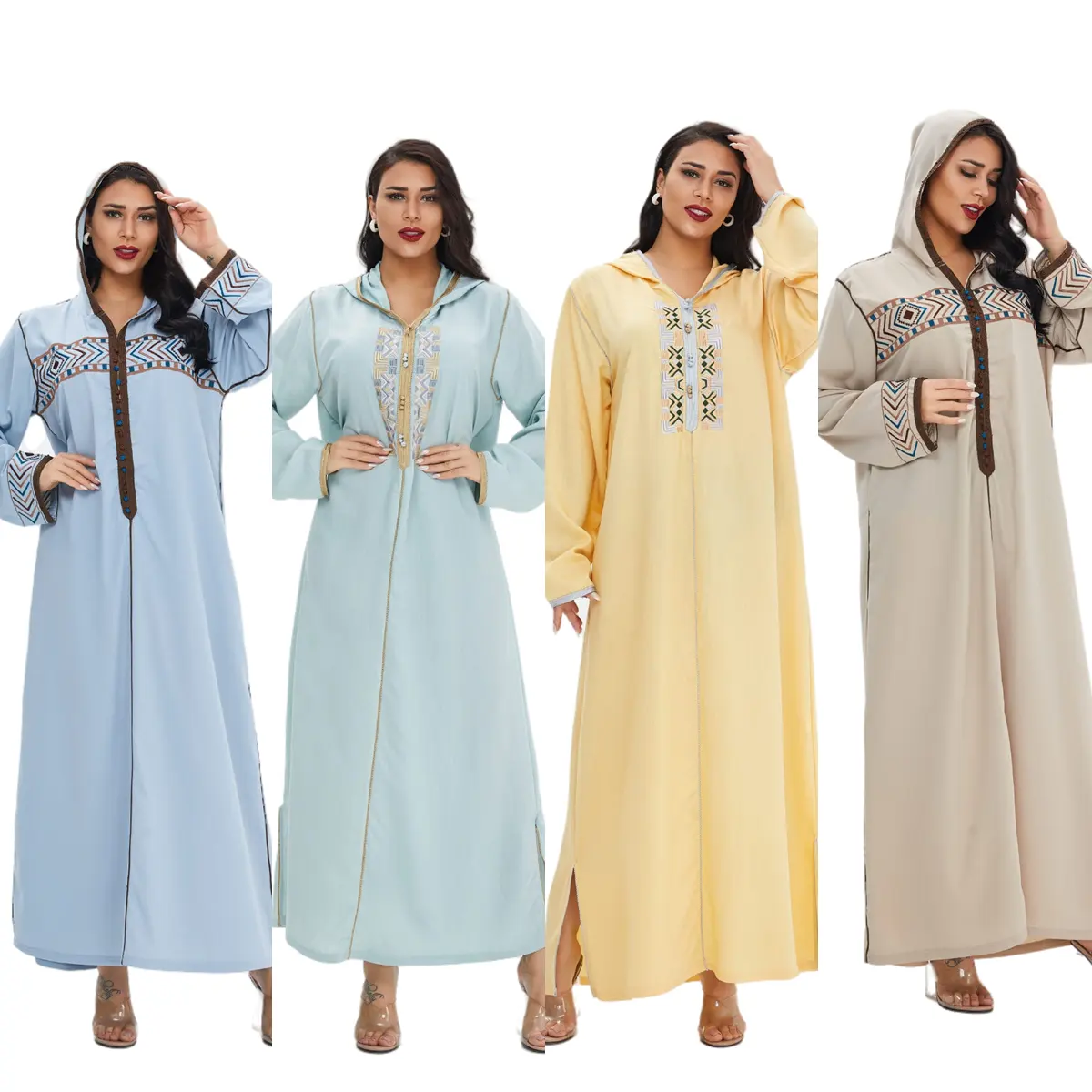Casaco de manga longa bordado, moletom casual de manga longa com capuz, robe, kaftan, dubai, marrocos, islâmicos, novo, 2021