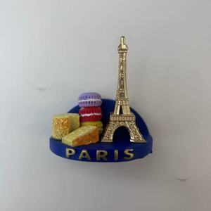 París nuevo diseño Torre Eiffel donut resina y metal impresión a mano personalizada colección de arte 3D recuerdo nevera imán decoración de fiesta - Product Image 4