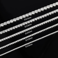Mode Chaîne Lien 2mm/3mm/4mm/5mm/6.5mm/7mm/8mm 925 Argent Rose Or Hommes Noir Moissanite Diamant Tennis Chaîne Bracelet