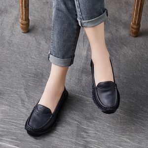 Zapatos Planos de Mujer de Cuero Vacuno Hechos a Mano, Estilo Étnico Vintage, con Punta Redonda, Suela Suave y Boca Baja, Primavera 2026 - Product Image 4