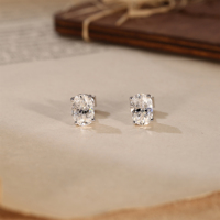 S925 Sterling Silver 18K Or Blanc Plaqué Diamant Bague Boucles D'oreilles Collier Bijoux Ensemble avec Moissanite Ovale pour Cadeau De Mariage