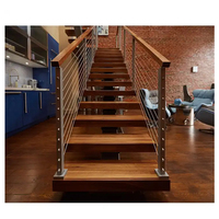 Offre Spéciale en usine Design moderne intérieur Mono Stringer escalier appartement escalier bande de roulement contremarche en bois massif U L forme escalier