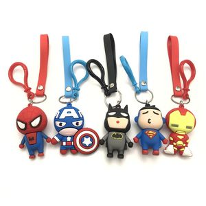 Gantungan Kunci Superhero Liontin Plastik, Gantungan Kunci Karet Spiderman Kustom Boneka Pahlawan Pop Marvel