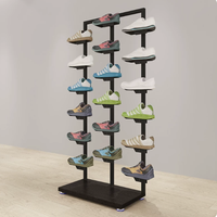 Présentoir à chaussures autoportant en métal thermolaqué lavable, 10 étagères, vente directe usine, idéal pour les magasins de chaussures