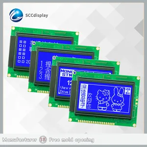 Small size serial parallel port dot matrix display 12864F STN Blue negative module display Chinese font library LCD screen