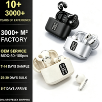 Écouteurs sans fil confortables à clipser et semi-intra-auriculaires pour couple (deux paires) avec affichage de la batterie et design texturé en cuir