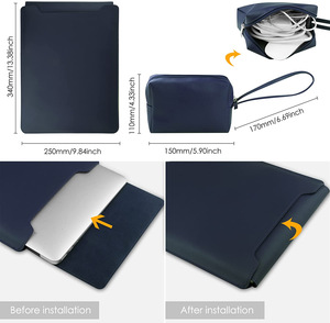Housse d'<span class=keywords><strong>ordinateur</strong></span> portable imperméable avec <span class=keywords><strong>pochette</strong></span> de rangement pour chargeur, support pour <span class=keywords><strong>ordinateur</strong></span> portable en cuir PU, sac de transport pour <span class=keywords><strong>ordinateur</strong></span> portable de 13, 14, 15,6 et 16 <span class=keywords><strong>pouces</strong></span> - Product Image 2