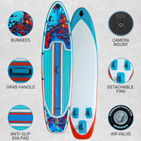 Planche de surf gonflable de qualité supérieure, directement de l'usine, en PVC, bleue, unisexe, écologique, 88x38x56 cm, pour les eaux offshore