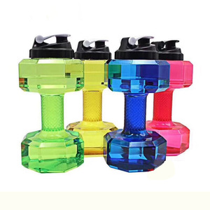 Custom Logo Home Fitness Gym Equipment 550ML 1500ML 2.2ML 2.6L PET Plastic Gym Dumbbell Water Bottle