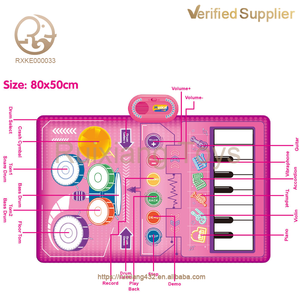 <span class=keywords><strong>Tapis</strong></span> <span class=keywords><strong>musical</strong></span> 3-en-1 pour les tout-petits, jeu éducatif de piano et de batterie avec 2 bâtons, couverture de jeu tactile pour bébés - Product Image 2
