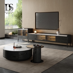 Set di Tavolini <span class=keywords><strong>da</strong></span> Caffè Moderni e Lussuosi in <span class=keywords><strong>Vetro</strong></span> Rotondo con <span class=keywords><strong>Tavolino</strong></span> Laterale, Eleganti Tavoli a Incastro per Soggiorno di Appartamenti - Product Image 1